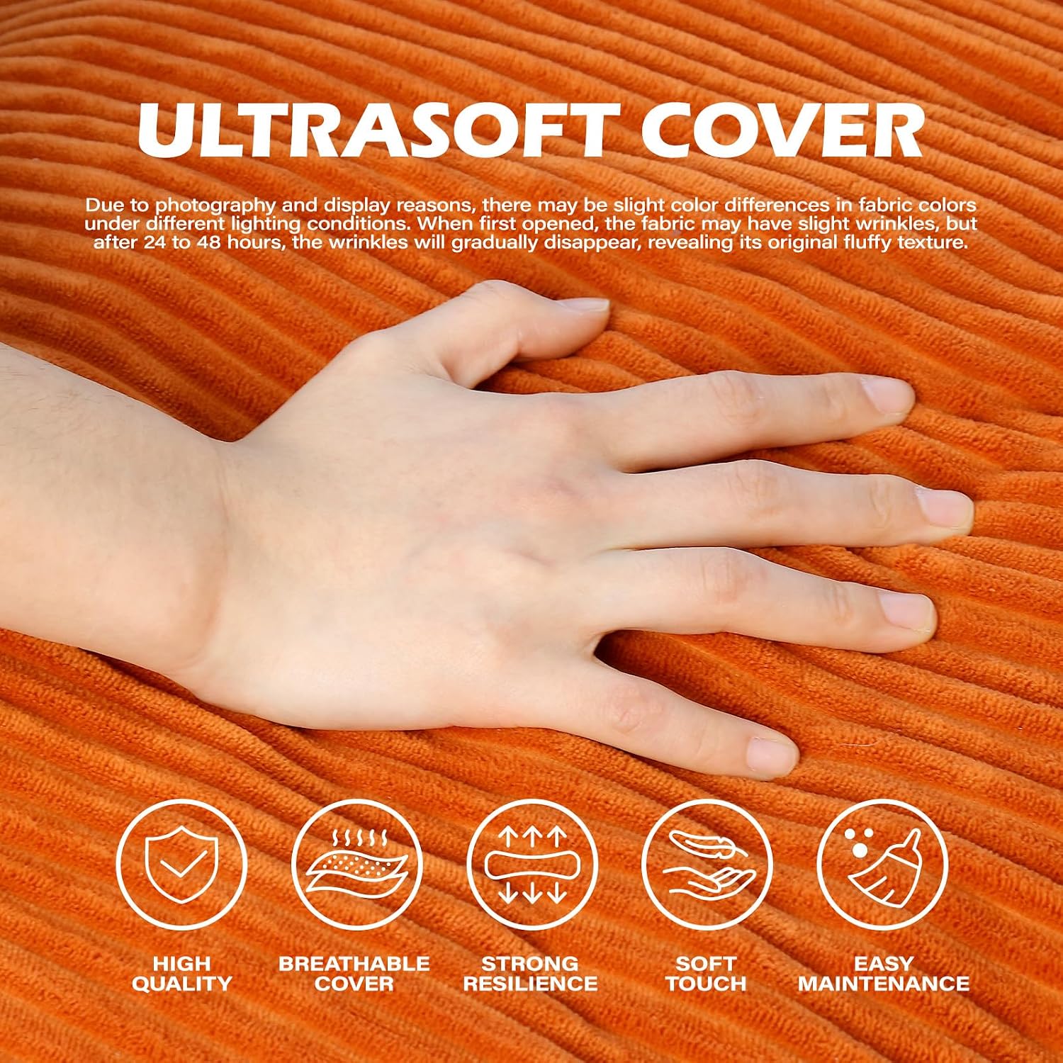 Bean Bag Chair, Cozy Fluffy Beanbag Chairs with Filler for Teens and Kids, Floor Lazy Sofa for Living Room Gaming & Reading (M-Burnt Orange)