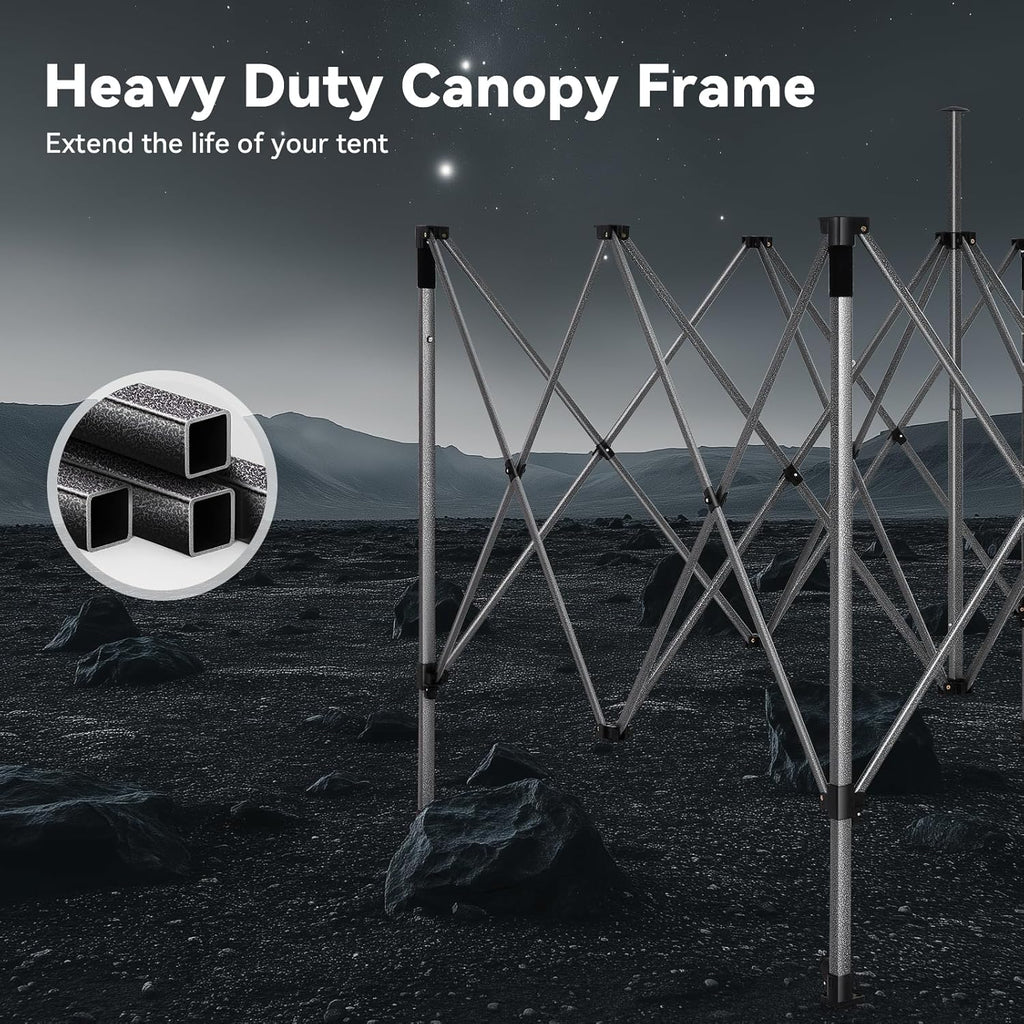 COBIZI 10x15 Heavy Duty Pop Up Canopy Tent with 4 Sidewalls Thicken Frame, Commercial Easy Up Outdoor Wedding Party Tents, All Season Waterproof Windproof with Stakes Sandbags Ropes Bag, Gray