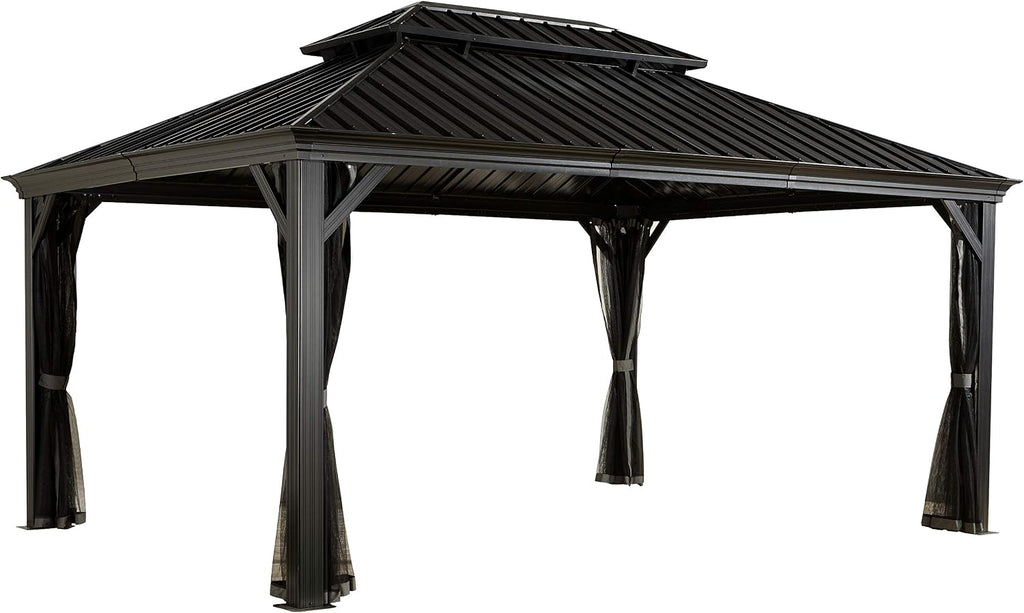 Sojag Messina Hard Top Sun Shelter, 12' by 16', Charcoal
