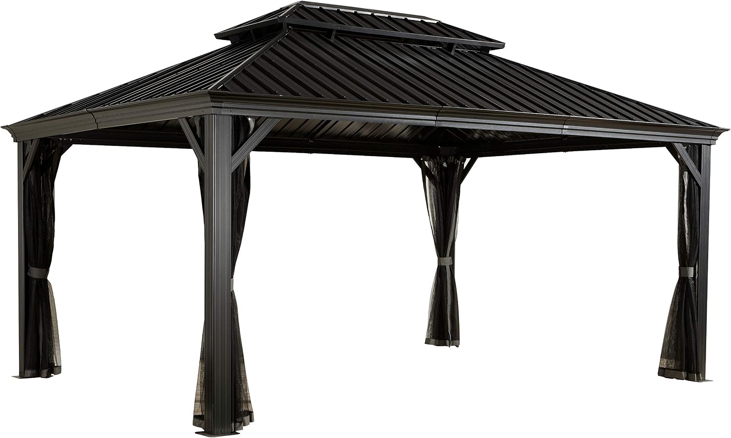 Sojag Messina Hard Top Sun Shelter, 12' by 16', Charcoal