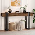 knoworld 63 Inch Console Table for Entryway, Industrial Sofa Tables Couch Table Behind Sofa for Living Room Hallway Foyer, Walnut