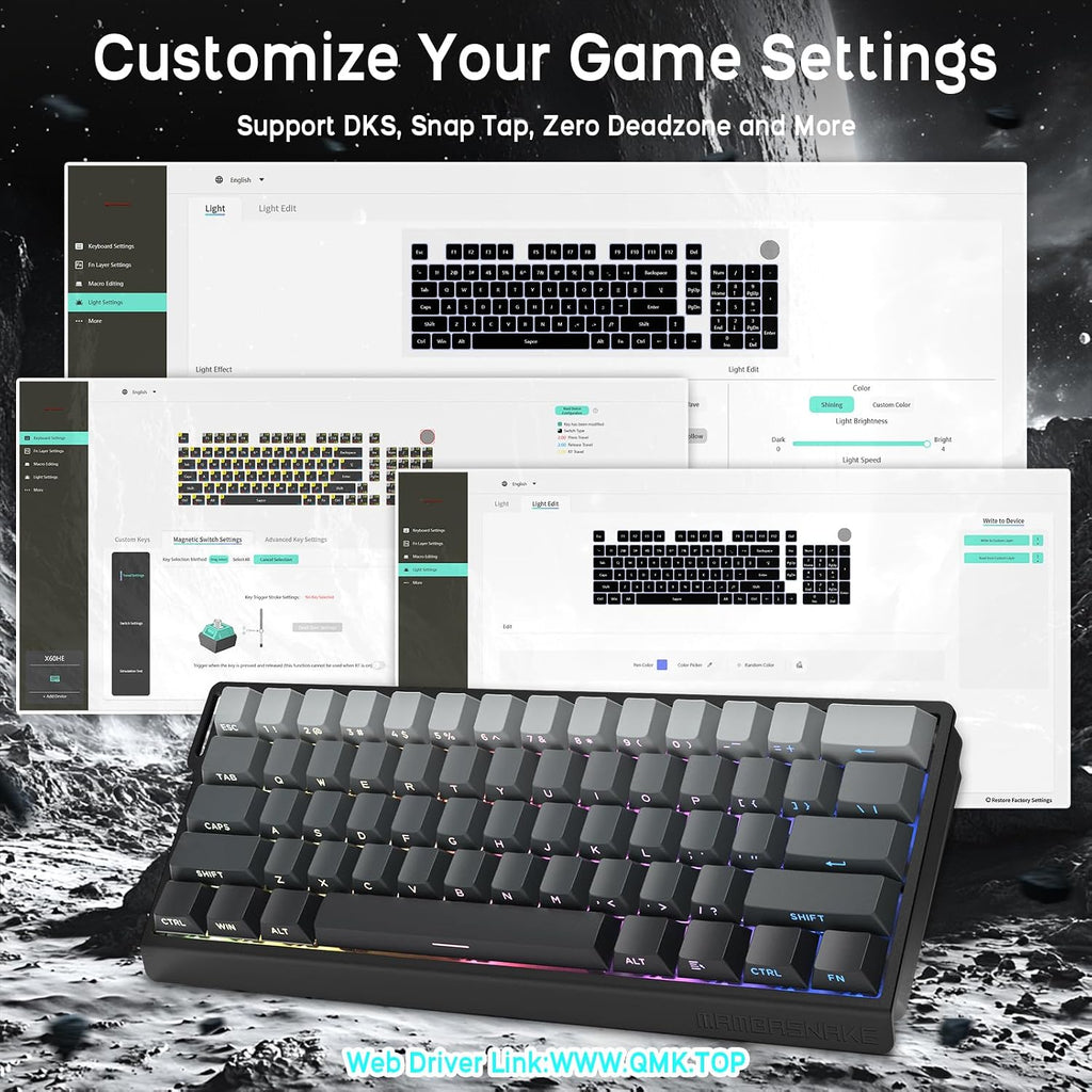 ATTACK SHARK X11 Mouse and X60 HE Keyboard Wireless Gaming Combo,Magnetic Switch,8K Polling Rate,Hall Effect,Rapid Trigger,PAW3311 Optical Sensor,22K DPI,Lightweight-Black