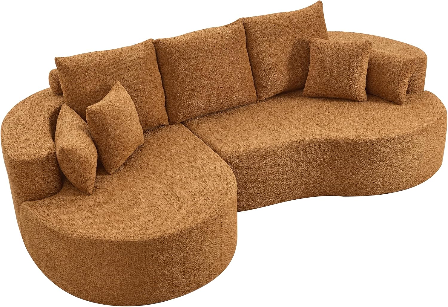 Christopher Knight Home Carden 106' Curved Modular Sectional Sofa, Fabric Upholstered Comfy Sofa Couch with Chaise Lounge, Modern Cloud Couch with Deep Seat, No Assembly Required, Browish Orange
