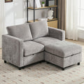 WUTUTUEE 58'Modular Sectional Loveseat Sofa with Storage, Comfy Office L Shaped Sofa Couch, Chenille Love Seat Modular Sectional Couch with Movable Ottoman for Living Room, Bedroom, Light Grey