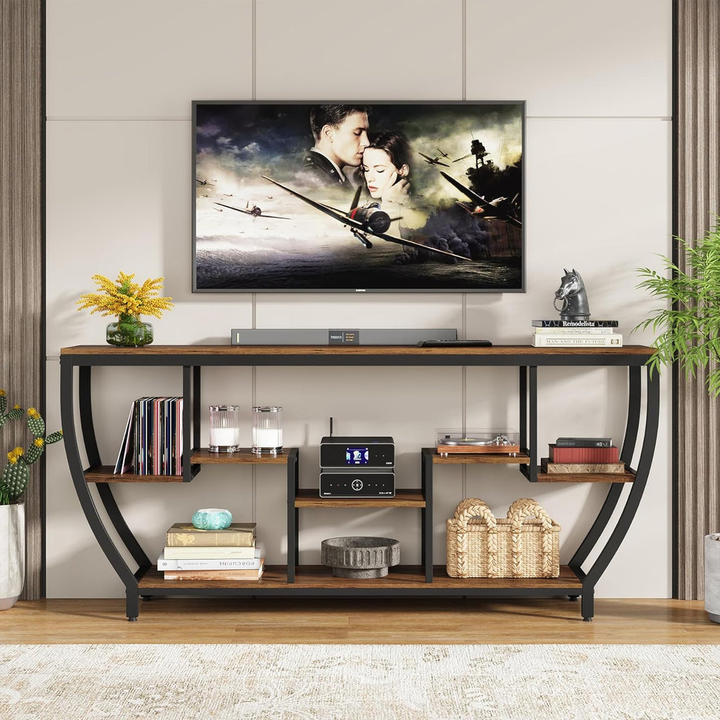 Tribesigns 70.9 Inch Long Sofa Table with Shelves, Rustic Console Table with Storage, Industrial Entryway Table TV Stand, Behind Couch Table Accent Tables for Living Room, Hallway, Foyer