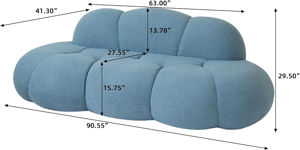 JACH Cloud Shaped Couches for Living Room, Modern Comfy Upholstered Sofa, Cloud Shaped Leisure Sofa, Upholstered Couch for Bedroom, Apartment, Small Space (Blue, No Assembly Required)