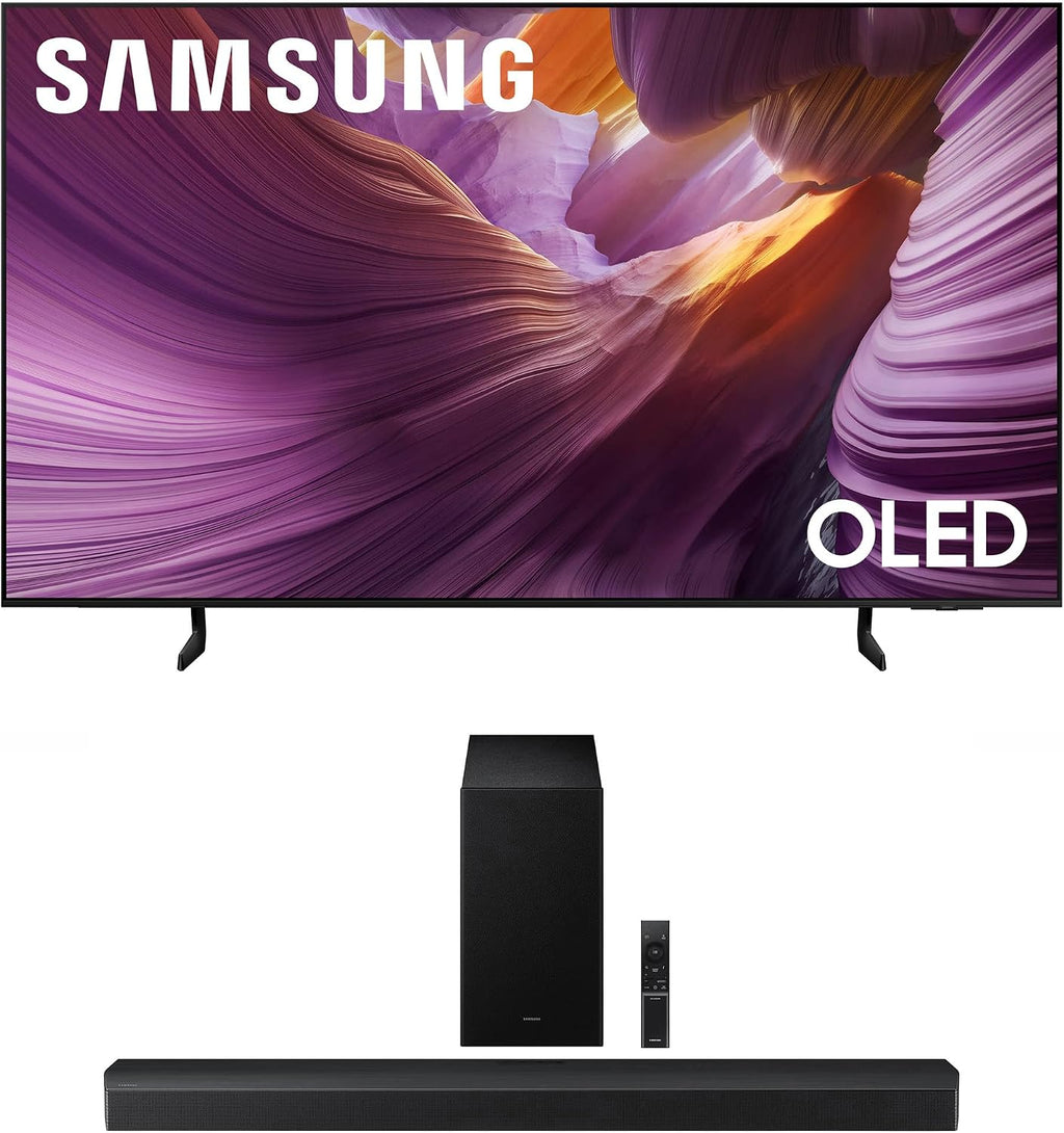 SAMSUNG QN55S85FAFXZA 55 Inch OLED HDR 4K Smart TV with a HW-B750F B Series Soundbar 5.1 Ch and Subwoofer (2025)