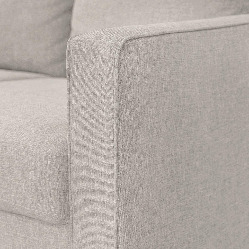 Furinno Bayonne Modern Upholstered 3-Seater Sofa Couch for Living Room, Fog