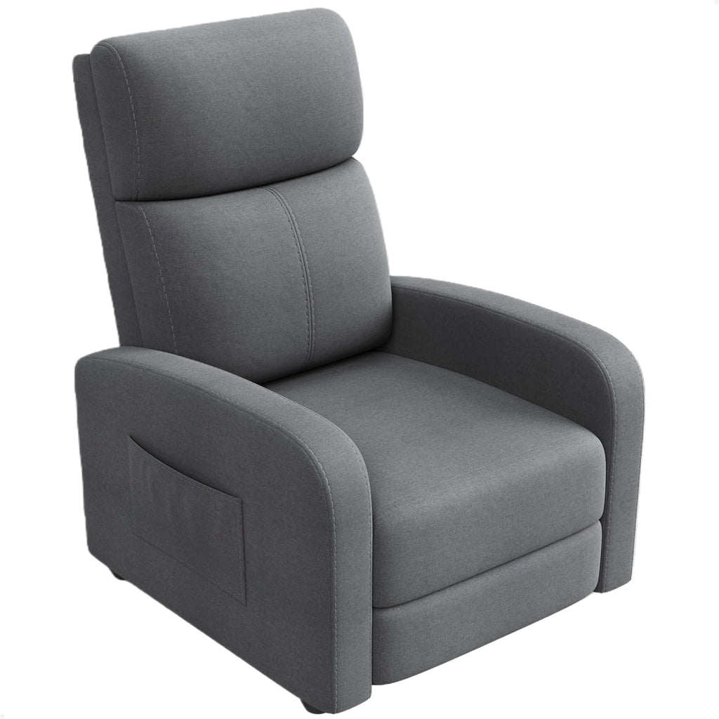 Garvee Recliner Chair for Adults, Lazy Reclining Chair Ergonomic Adjustable Single Sofa Enhanced with Side Pocket, Tall Back, Wide Arms & Padded Seat, Home Theater Seating for Living Room