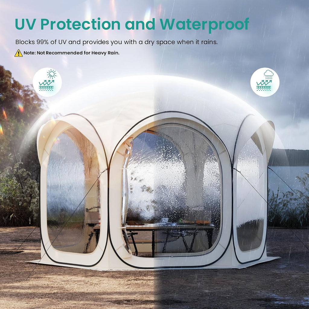 12x12ft Gazebo Screen Tent, Pop Up Bubble Tent, Mosquito Proof & Sun Shade Canopy, Heavy Duty Waterproof Outdoor Shelter for Patio, Camping, Backyard Parties