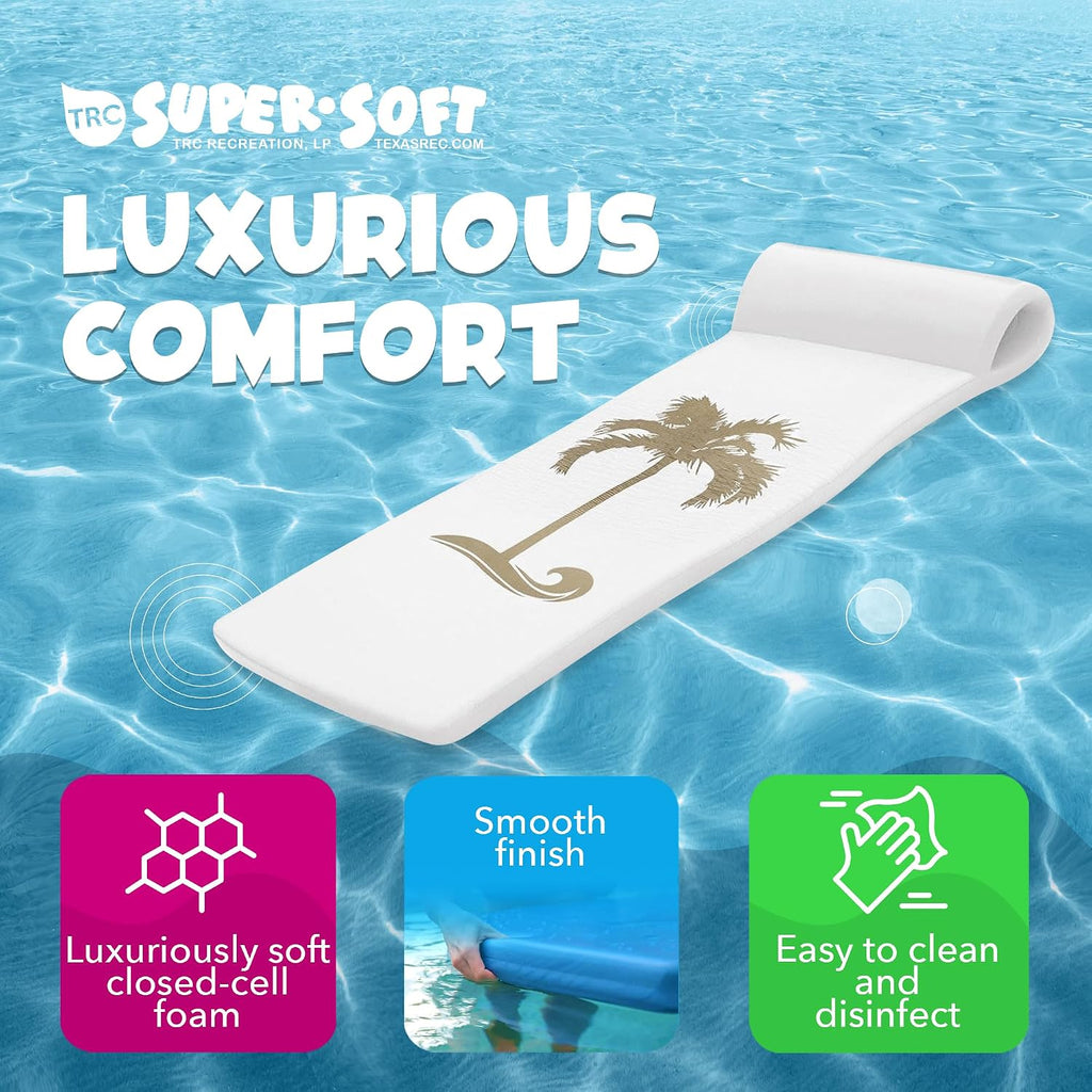 TRC Recreation 2-Pack Sunsation 1.75' Thick Foam Pool Float Lounger, White with Bronze Palm w/Headrest for Lounging & Sunbathing in Swimming Pools, Beaches & Lakes, 70' x 26'