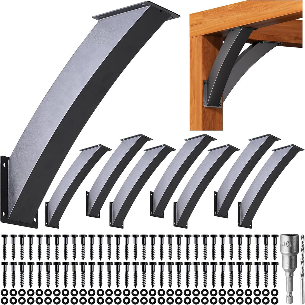 Heavy Duty 45 Degree Angle Support Bracket 4'×4' (Actual: 3.2'×3.2') Wood Beam Support Hardware Degree Post Bracket for Gazebos Pagola Porches 8Pcs