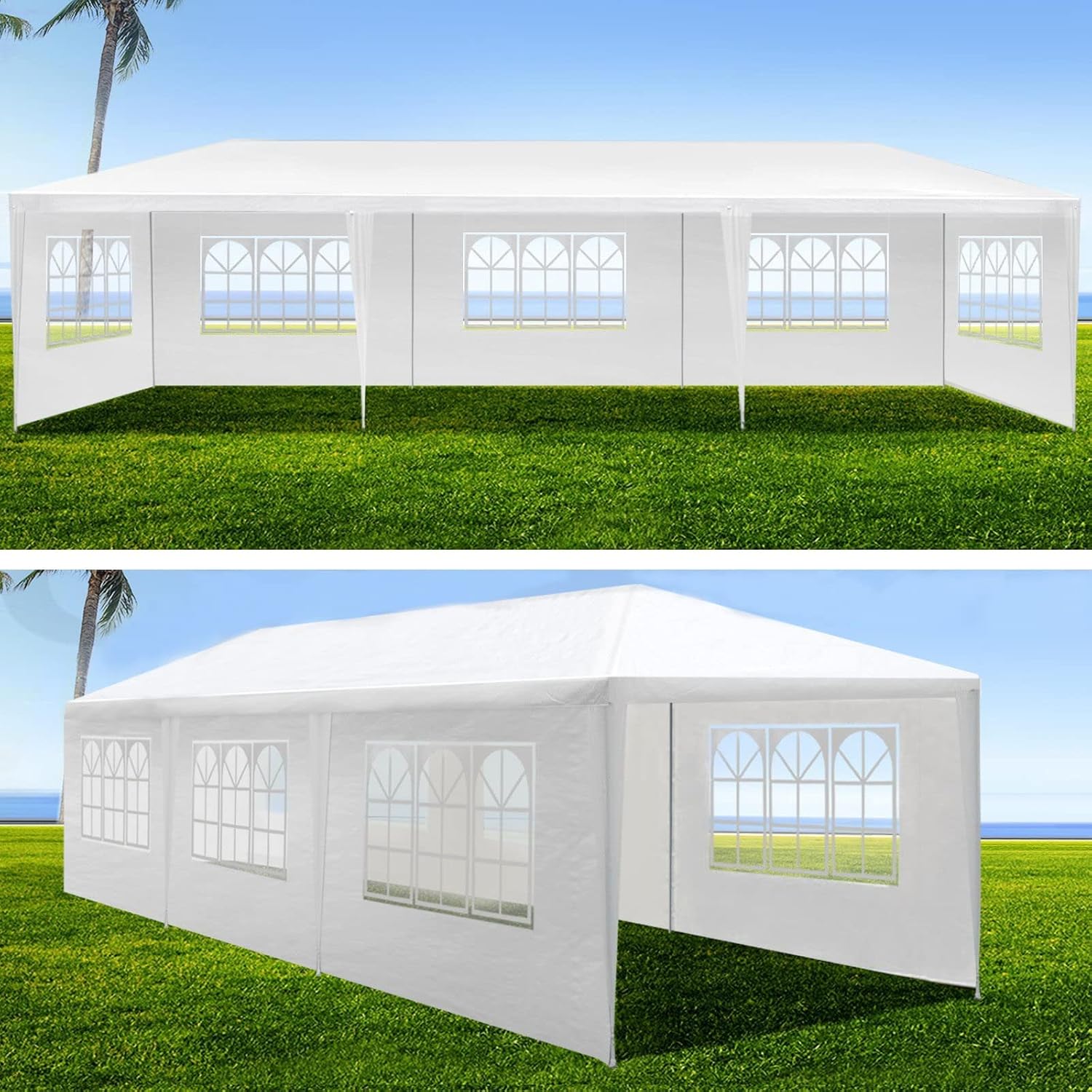 10X30 FT Pop Up Canopy Tent, Outdoor Event Gazebo with 8 Removable Sidewalls, Wind-Resistant Frame & Easy Setup for Receptions, Party, Wedding, Corporate Events, White