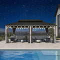 PURPLE LEAF 12' X 20' Outdoor Gazebo Galvanized Steel Double Roof White Aluminum Frame Hardtop Heavy Duty Gazebo with Curtain and Netting for Patio Garden and Backyard, Grey