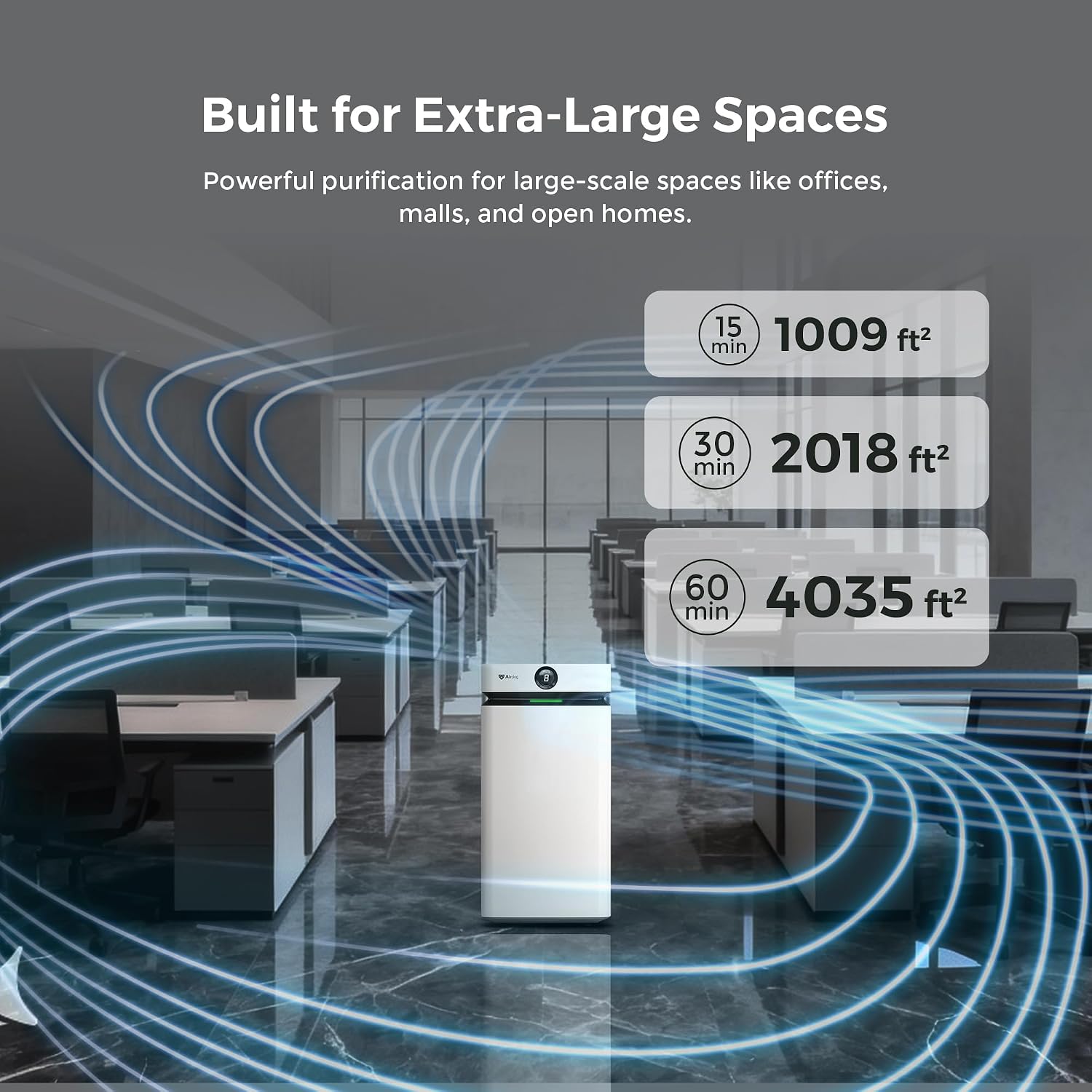 Airdog X8 Air Purifier for Large Rooms up to 4035 sq ft-TPA Filtration Up to 20X More Effective Than HEPA Removes Smoke, Dust, Allergens, and Pollutants,Washable Filter and Whisper Quiet
