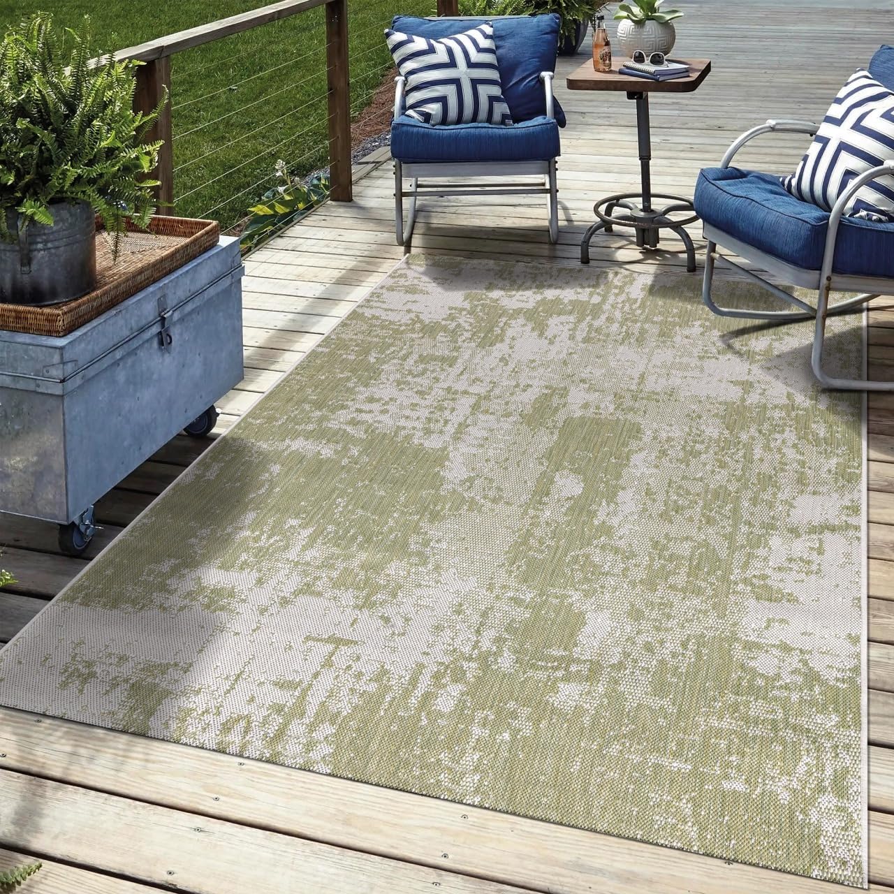 Keen Home Design Terrace Outdoor Area Rug - 9x12 Washable Indoor/Outdoor Rug for Patio, Kitchen, Balcony, Beach, Garden, Deck and Porch, Size: 8'10'x12'