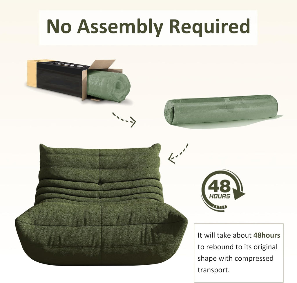 Bean Bag Chair for Adults, Comfy Floor Chair Memory Foam Bean Bag Chair, Cozy Lounge Floor Chair for Gaming, Reading & Relaxation, Small Foam Couch for Living Room, Bedroom (Mint Green, Single)