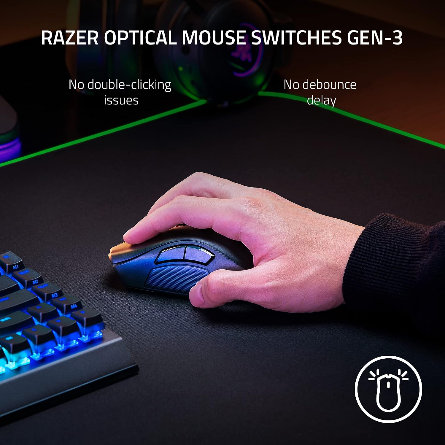 Razer Naga V2 Pro Wireless Gaming Mouse: Interchangeable Side Plate w/ 2, 6, 12 Button Configurations - Focus+ 20K DPI Optical Sensor - Fastest Gaming Mouse Switch - Chroma RGB Lighting (Renewed)