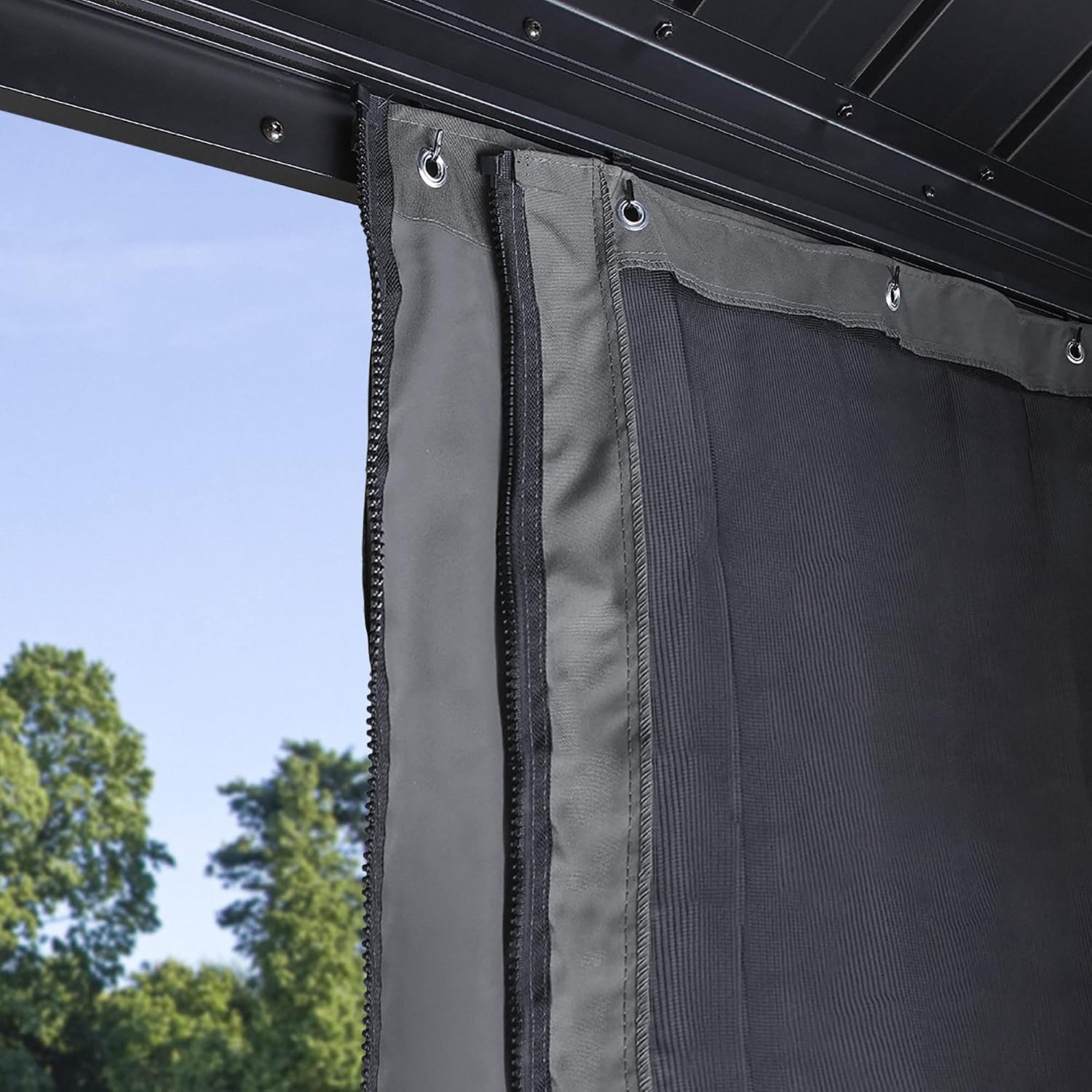 Sojag Accessories Set of 4 12' x 12' Curtains for Monaco/Messina/Mykonos Outdoor Gazebo Models, Grey