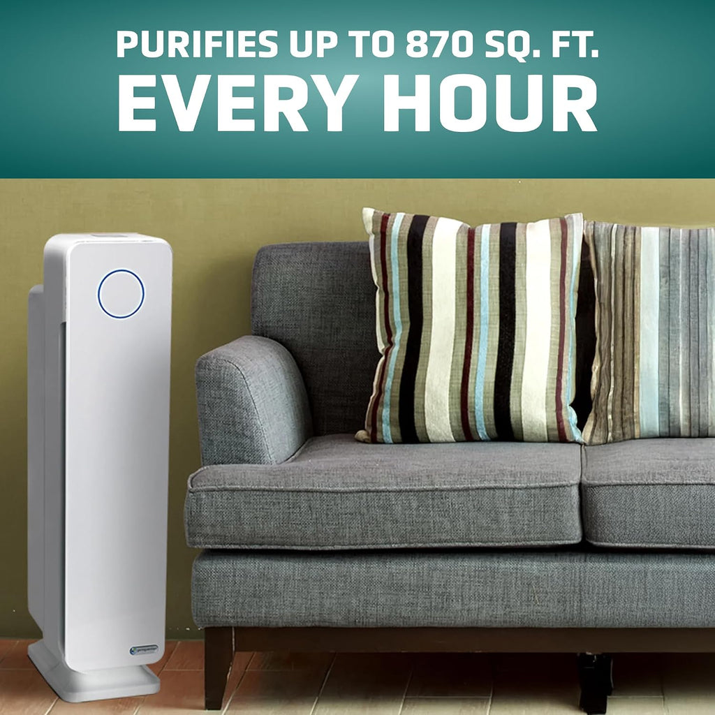 GermGuardian Air Purifier for Home with HEPA Pure Filter, for Wildfire Smoke, Pet Dander, Pollen, Odors, Large Rooms Up To 870 Sq. Ft., Removes 99.97% Pollutants, UV-C Light, 28', AC5350W, White