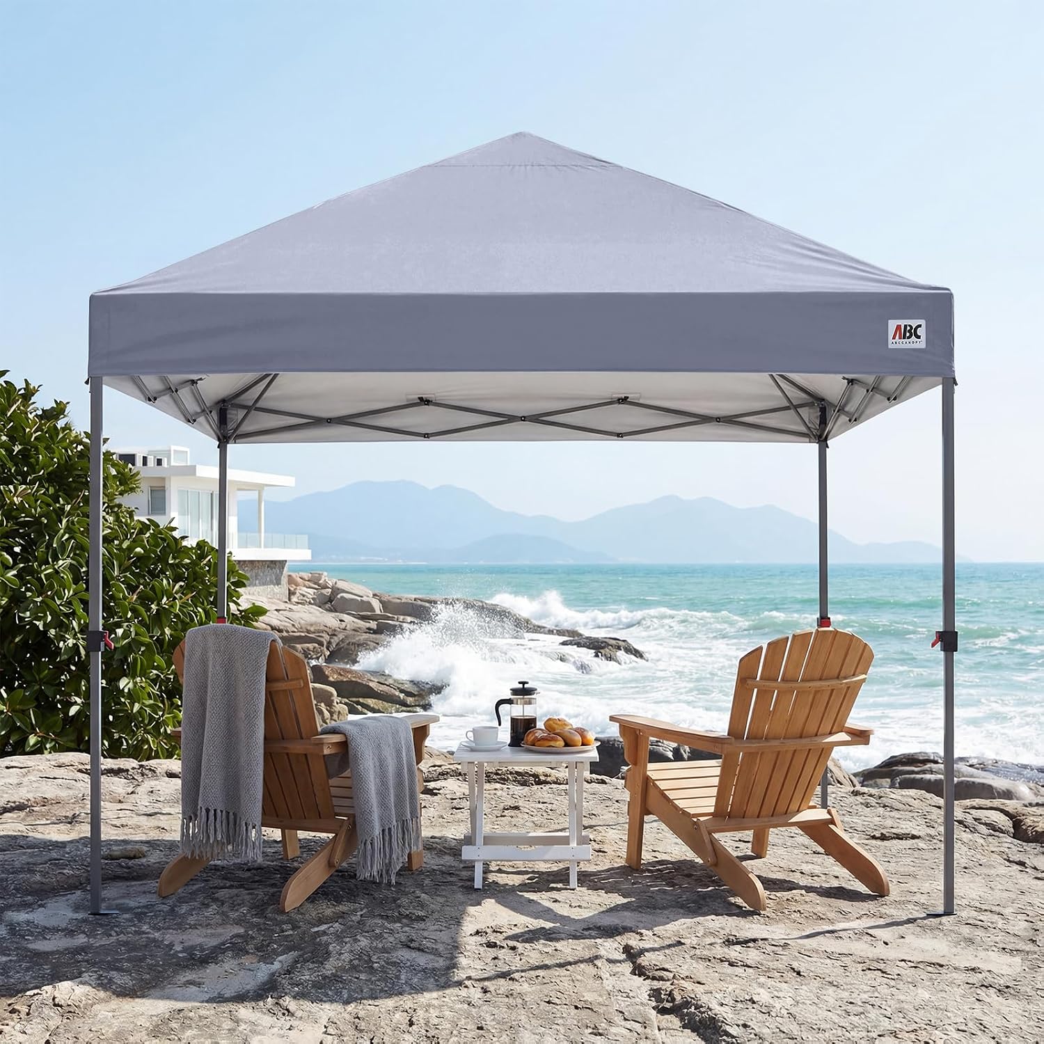 ABCCANOPY 10x10 Pop Up Canopy Tent, Easy Setup Instant Shelter with Wheeled Bag, Heavy Duty Outdoor Canopy for Beach, Market, Backyard, UV Protection, Outdoor Weather Protection (Light Gray, 10x10)