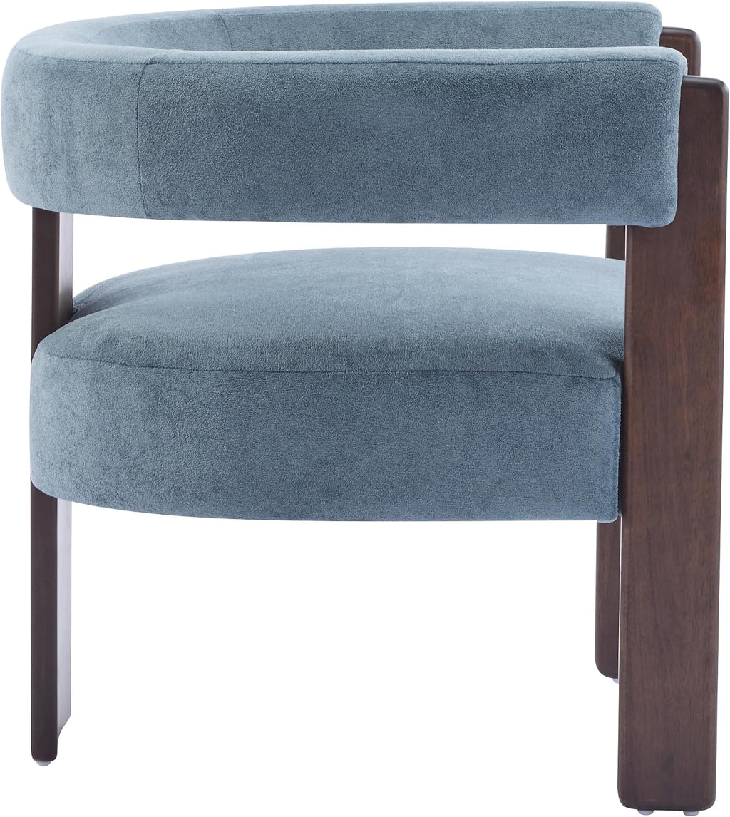 Christopher Knight Home Nettie Modern Accent Chair for Living Room, Velvet Fabric Single Lounge Sofa Chair with Wooden Frame, Comfy Reading Chair for Bedroom, Lounge Armchair with Cushion, Dusky Blue