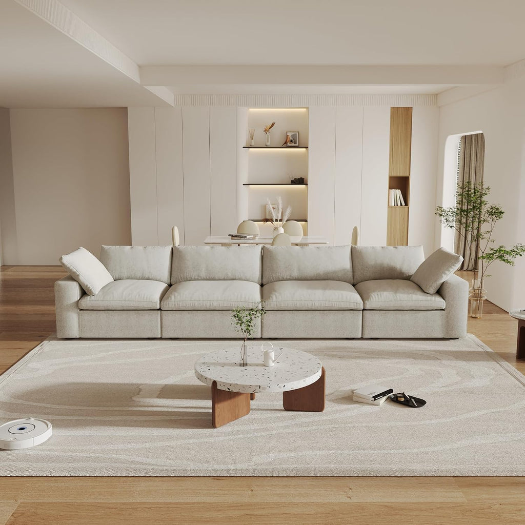 Cloud Modular Sectional Sofa Couch,160' Convertible Couches Wide 4 Seater Sofa for Living Room,Minimalist Deep Sofa Couches,Covers Washable&Replaceable(Khkai)