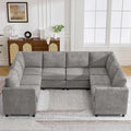 104'' U Shaped Modular Sofa, Sectional Couches with Storage for Living Room, Oversized 8 Seater Cloud Sectional Couch, Chenille Grey
