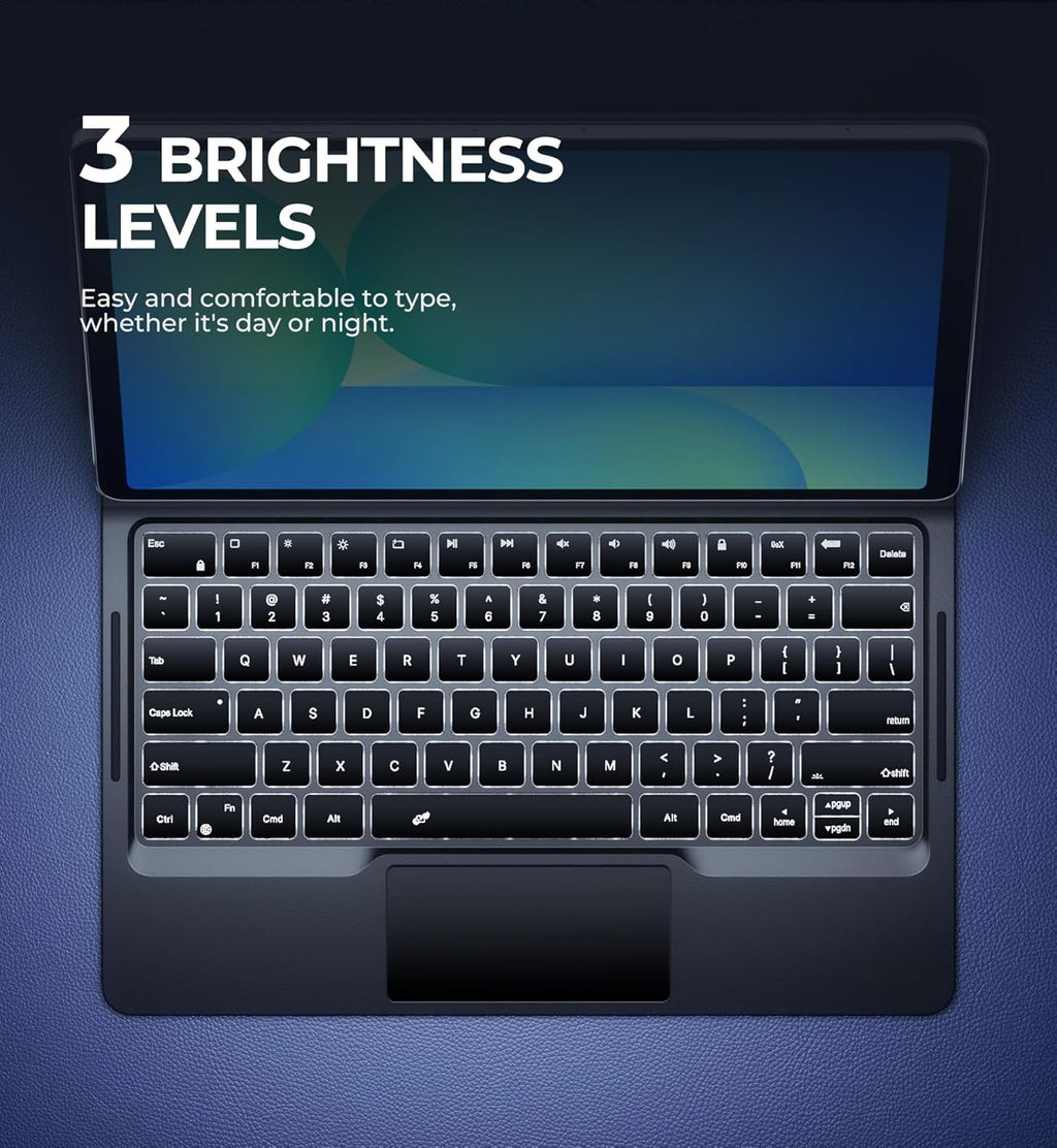 Dexnor for Samsung Galaxy Tab S10 FE+ Plus Case with Keyboard 13.1' Floating Cantilever Magnetic Stand Multi-Touch Trackpad Dual Bluetooth Multi-Device Connection Backlit Keyboard S Pen Holder - Black