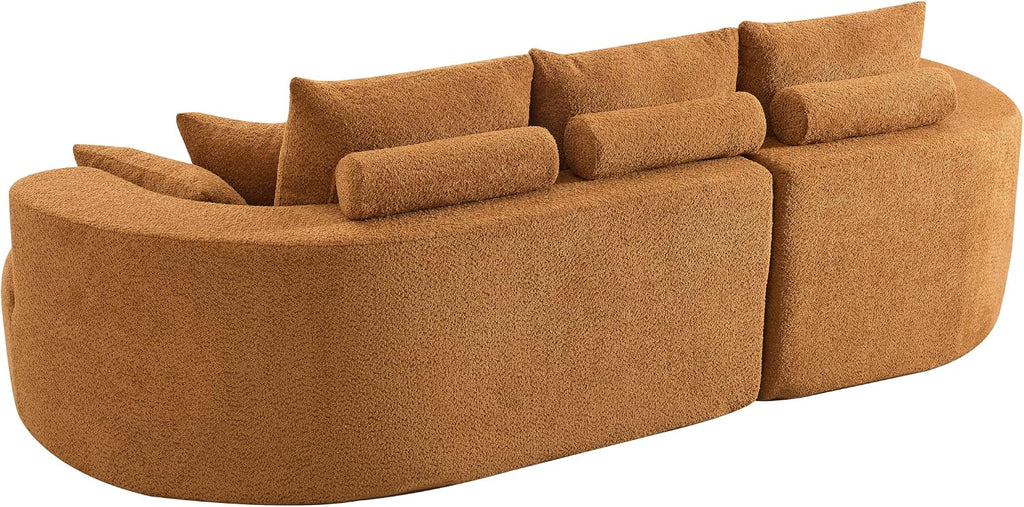 Christopher Knight Home Carden 106' Curved Modular Sectional Sofa, Fabric Upholstered Comfy Sofa Couch with Chaise Lounge, Modern Cloud Couch with Deep Seat, No Assembly Required, Browish Orange