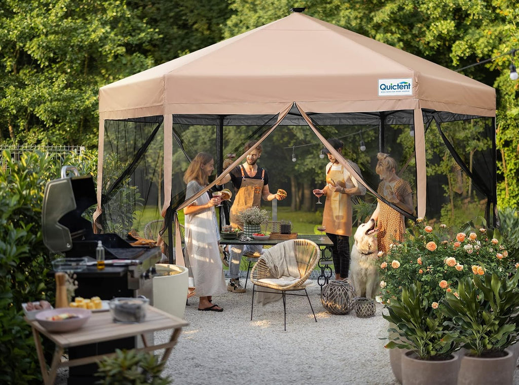 Quictent 13'x13' Pop up Screened Canopy Tent with Mosquito Netting, Portable Easy up Outdoor Screen House Shelter for Patio, Camping and Picnic, Includes Wheeled Carry Bag