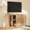 BELLEZE 67' Width 32' Tall Fluted TV Stand, Curved Entertainment Center with Sliding Tambour Doors,Media Console Table for TV up to 75' for Living Room (Camel)