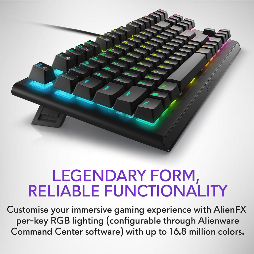 Alienware Low-Profile RGB Gaming Keyboard AW510K, AlienFx Per Key RGB LED Color Backlighting, Media CONTROLS & USB Passthrough, Cherry MX Low Profile Red Switches