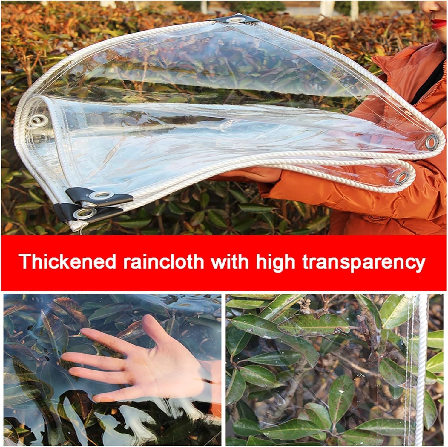 Zipper tarpaulin，Outdoor Vinyl Curtain, Clear Gazebo Side Panels Heavy Duty Waterproof Tarp with Zipped Door,0.5mm，for Pergola, Garden, PlantsResistant Outdoor Curtain ( Size : H2.4xW3.5m/H7.8xW11.4ft