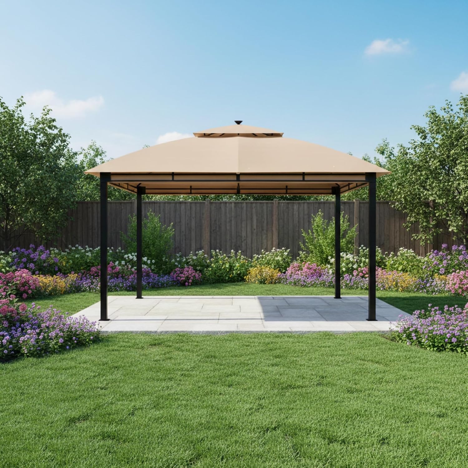 Garden Winds Reinforced RipLock 350 Replacement Canopy Top Cover Compatible with Jasper Hill 11x13 Gazebo Model A101016920 - Beige