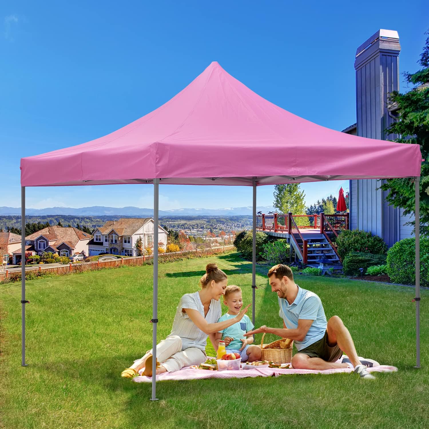 GDY 10x10 Ft Outdoor Pop Up Canopy Tent, Commercial Portable Instant Folding Gazebos Waterproof Canopies with Carrying Bag
