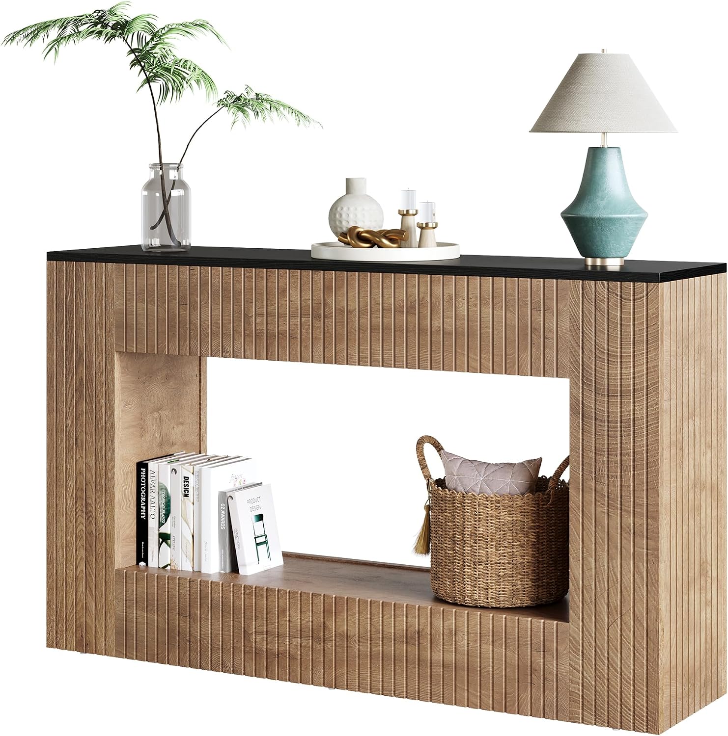 Tribesigns Modern Console Table, 55-Inch Wood Entryway Table with Storage, Narrow Long Sofa Table Behind Couch Table for Living Room, Foyer, Hallway, Brown