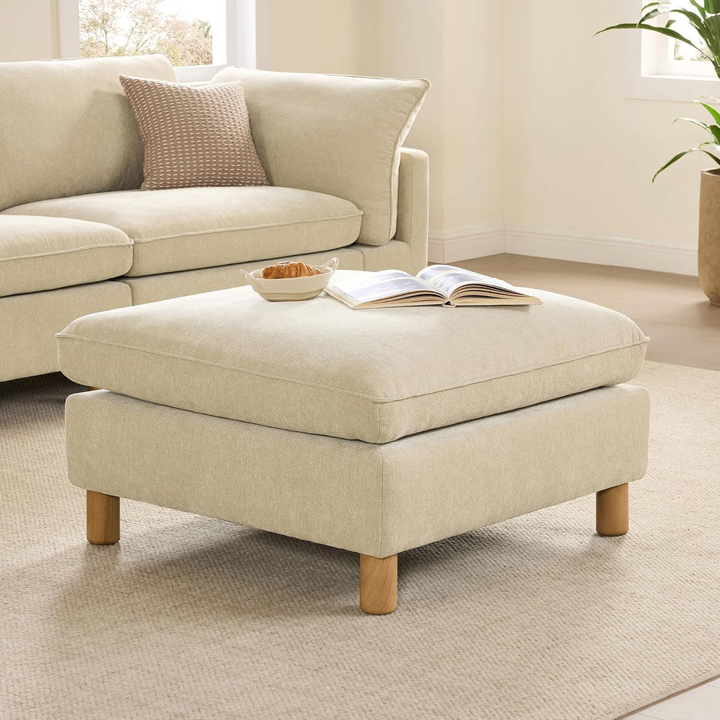 CHITA 127' Super Large Sectional Couches for Living Room, Modular Cloud Couch Sectional Sofa, Premium Fabric Couches, Down Filled, High Density Foam, Chenille in Beige, 5 Seat U Shaped