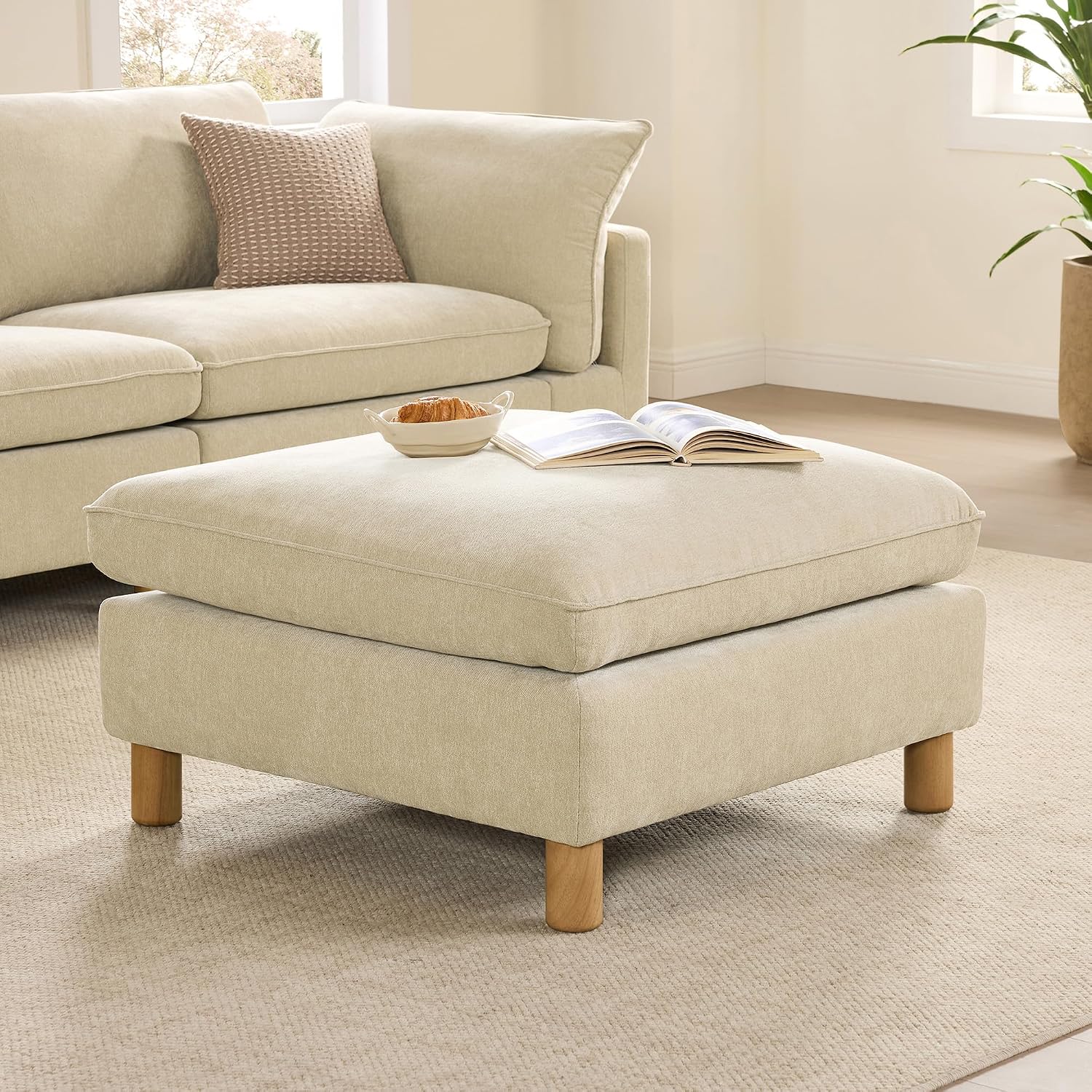 CHITA 127' Super Large Sectional Couches for Living Room, Modular Cloud Couch Sectional Sofa, Premium Fabric Couches, Down Filled, High Density Foam, Chenille in Beige, 5 Seat U Shaped