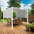 10'x10' Outdoor Pergola Gazebo with Retractable Textilene Canopy Shade, Steel Pergola for Patio, Backyard, Garden and Lawn, Gray