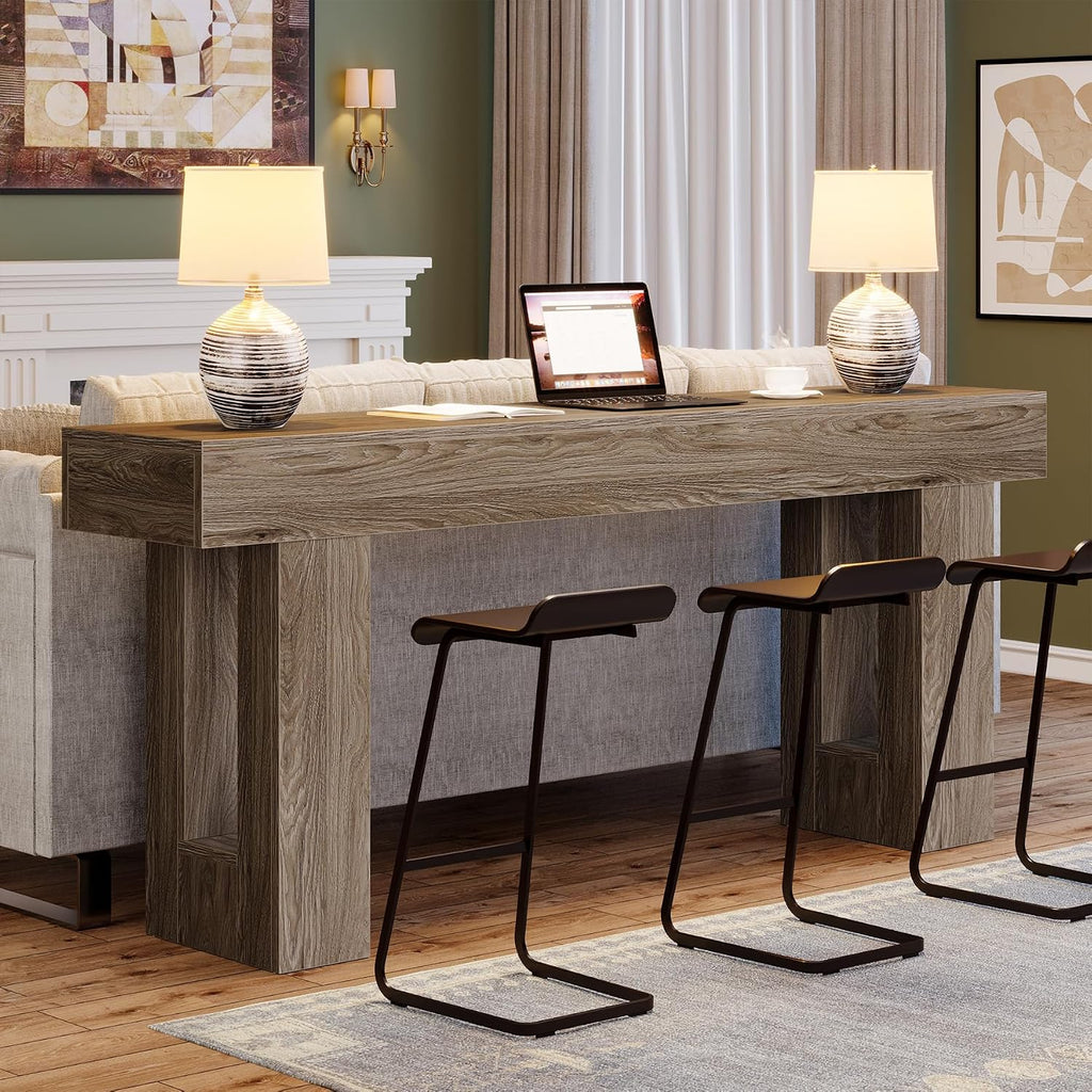 Tribesigns Farmhouse Console Table, 63-Inch Long Narrow Sofa Table Behind The Couch, Wooden Rectangular Entryway Table for Entrance, Hallway, Living Room (Grey)