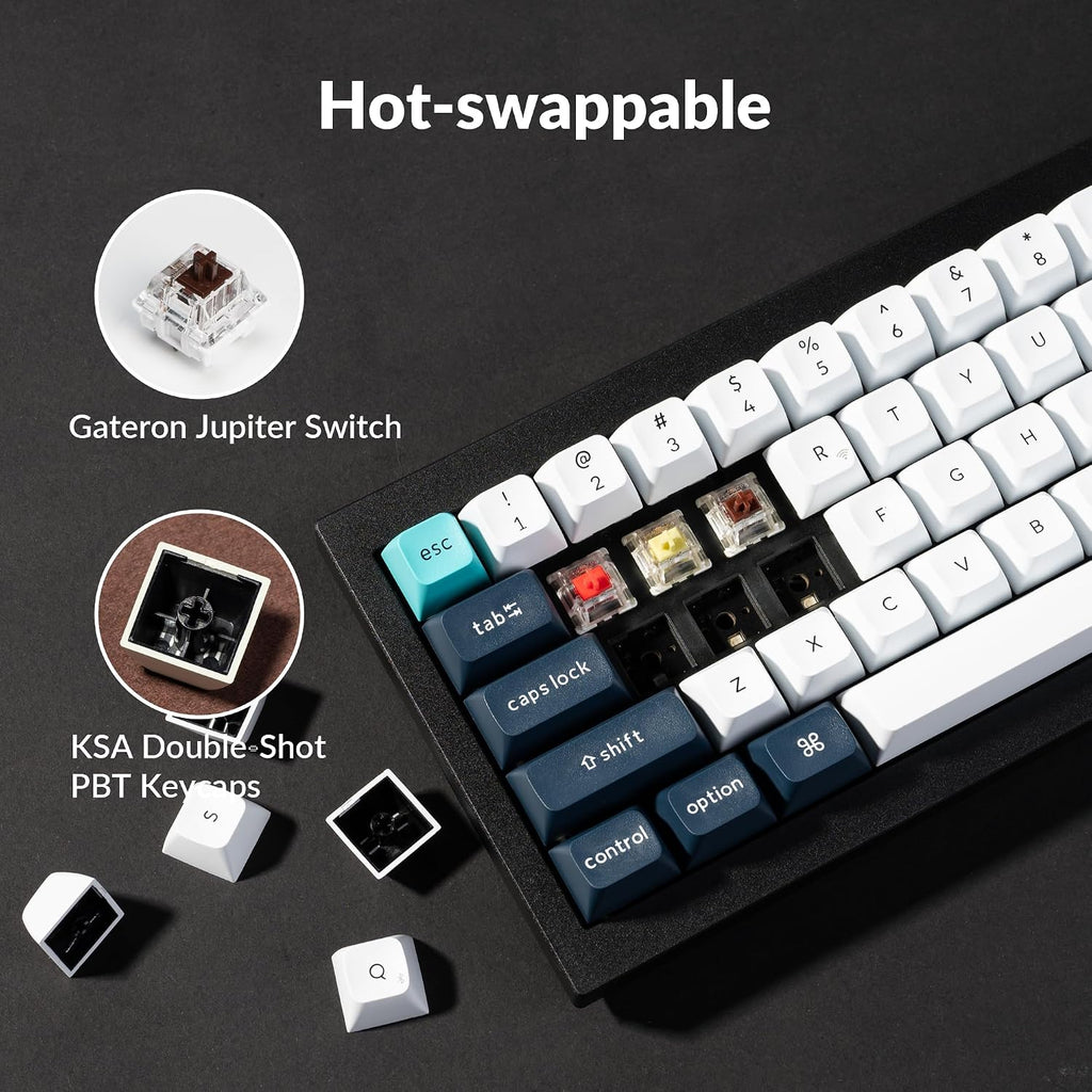 Keychron Q2 Max Wireless Custom Mechanical Gaming Keyboard, QMK/VIA Programmable Knob 2.4 GHz/Bluetooth 5.1/Wired, 65% Compact RGB Hot-Swap with Gateron Brown Switch for Mac Windows Linux - Black