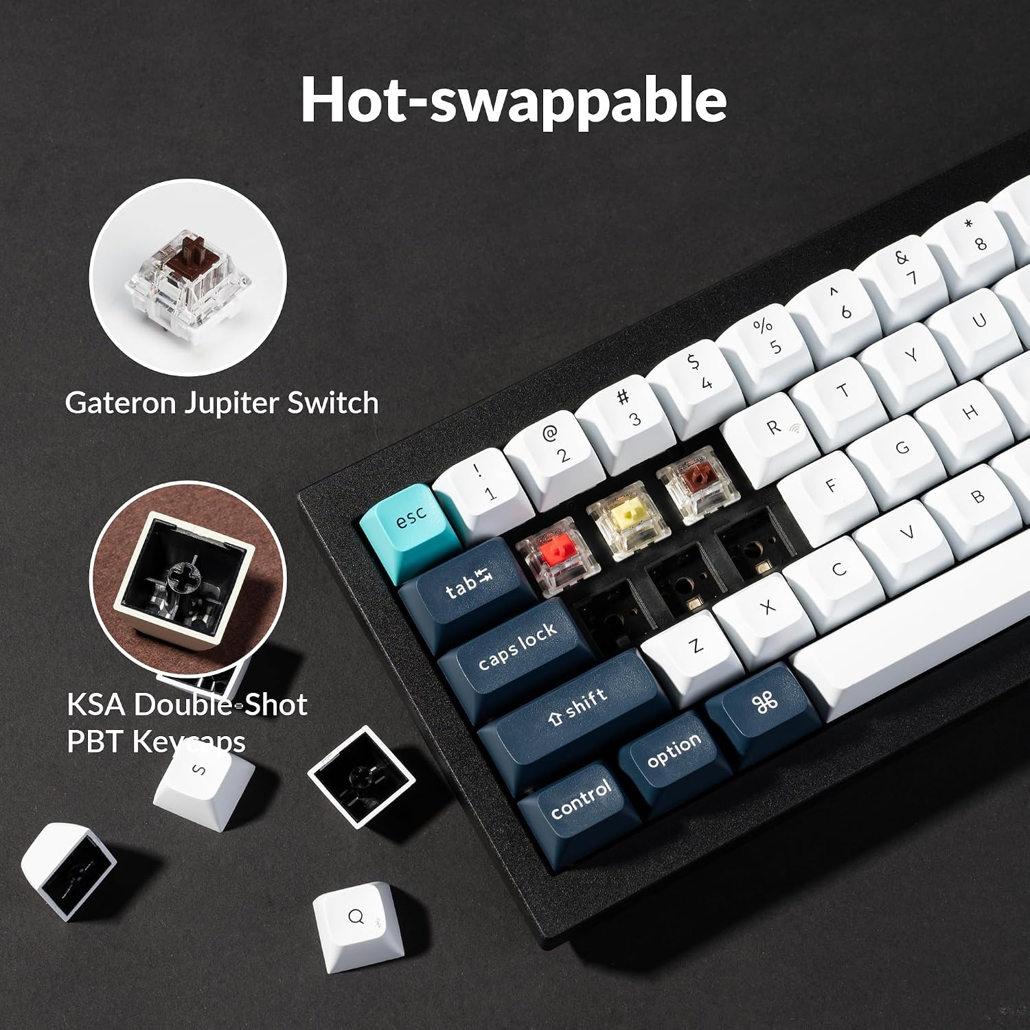 Keychron Q2 Max Wireless Custom Mechanical Gaming Keyboard, QMK/VIA Programmable Knob 2.4 GHz/Bluetooth 5.1/Wired, 65% Compact RGB Hot-Swap with Gateron Brown Switch for Mac Windows Linux - Black