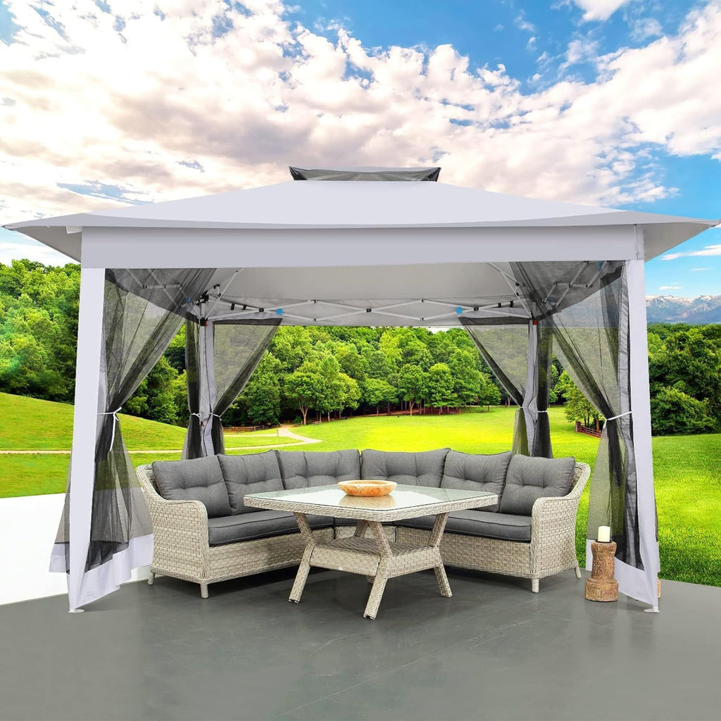 HOTEEL 10'x10' Outdoor Gazebo para Patio on Clearance with Netting, Waterproof Canopy Tent with Heavy Duty Steel Frame, High Wind-Resistant Shelter for Backyard, Deck (2025 Upgraded)