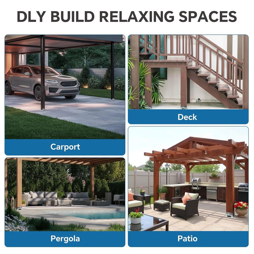12x12 Post Base for Concrete: 1 Pack Galvanized Post Deck Base Anchor for 11.5x11.5 Wood, Post Base Holder with 1' Standoff for Deck Gazebo Pergola Porch, Includes 3 Fastener & 12 Screws