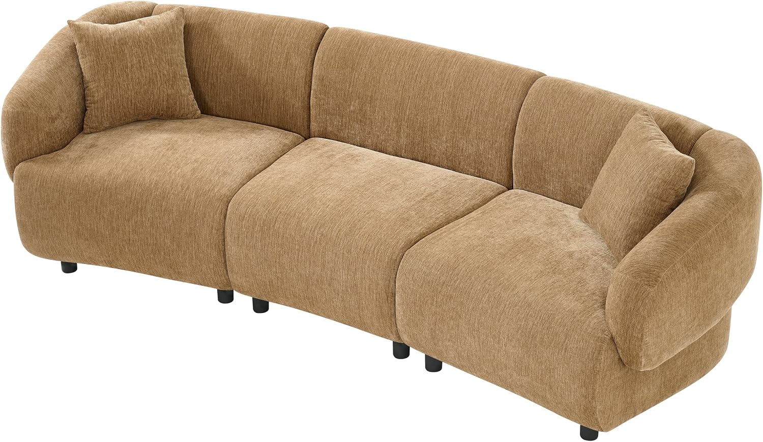 Merax 98.5' Modern 3 Seater Curved Sofa, Luxury Boucle Fabric Sofa, Minimalist Cozy Cloud Couch for Living Room, Bedroom, Apartment, Home Office, Mocha