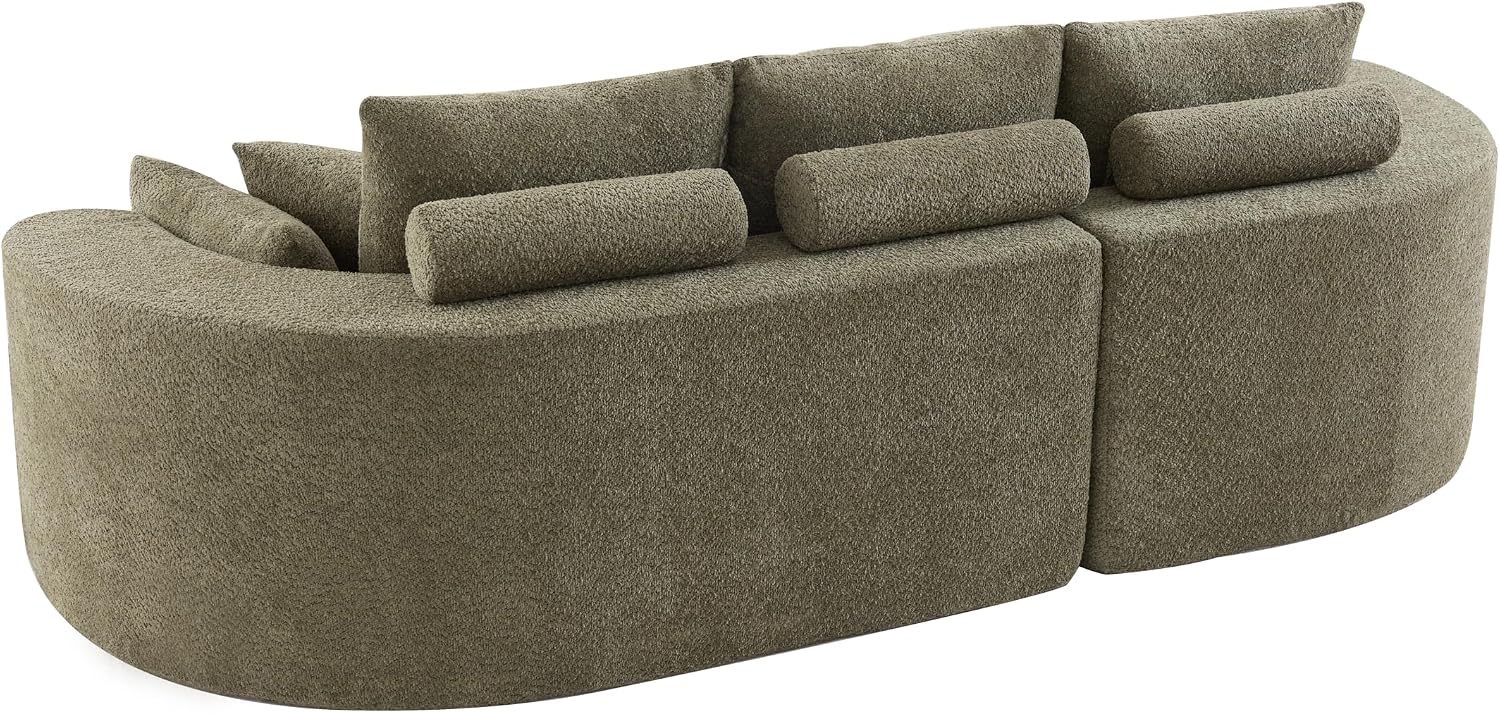 Christopher Knight Home Carden 106' Curved Modular Sectional Sofa, Fabric Upholstered Comfy Sofa Couch with Chaise Lounge, Modern Cloud Couch with Deep Seat, No Assembly Required, Olive Green