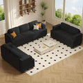 Apicizon Modern Loveseat Set of 2 & 3-Seater Sofa, Corduroy Couch 3 Piece Sofa Set for Living Room, Modern Lounge Sofa Couches for Apartment Lounge, Black