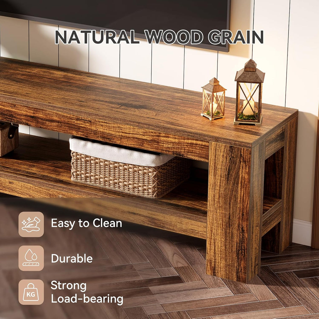 Tribesigns 59' TV Stand for 55/60/65/75-Inch TVs, Rustic Media TV Console with Storage Shelve, Entertainment Center Television Stand for Living Room, Bedroom (Brown)