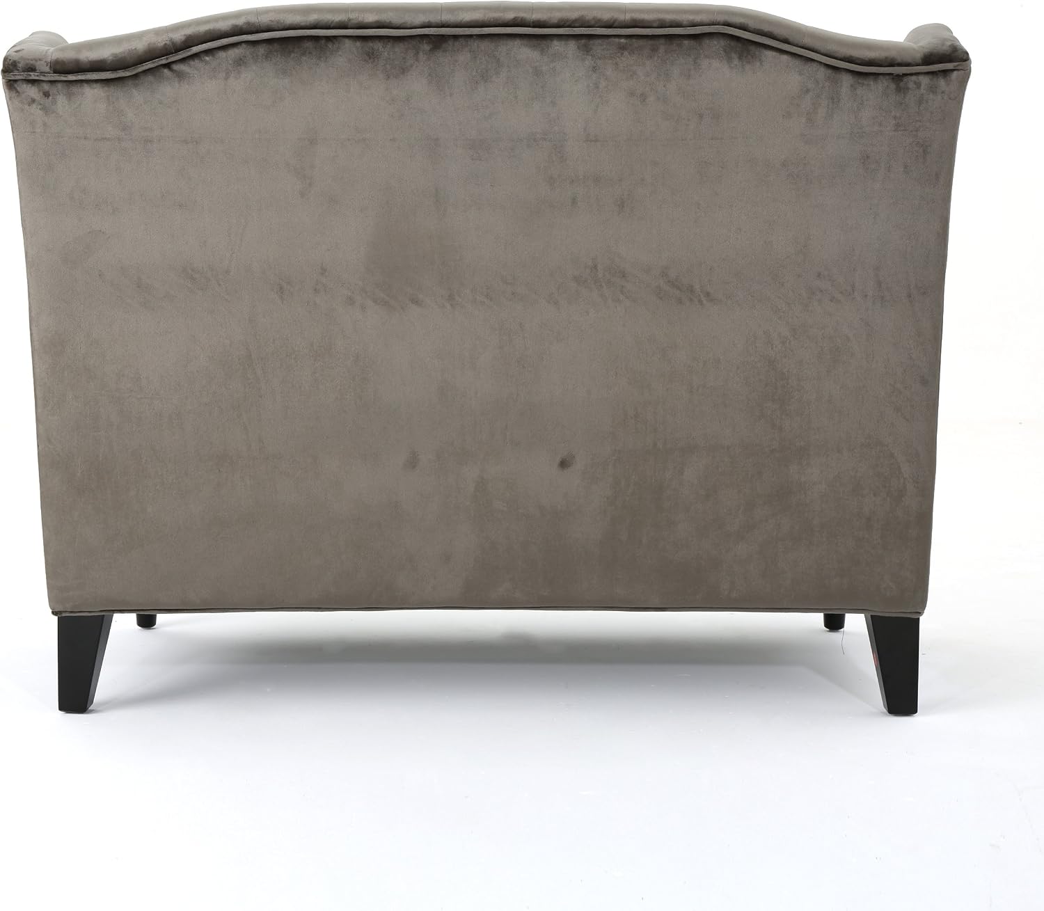 Modern Tufted Velvet Wingback Loveseat, Tufted Velvet 2 Seat Couch Sofas with High Back Thick Padded Cushioned Seats for Living Room, Victorian Style, Grey